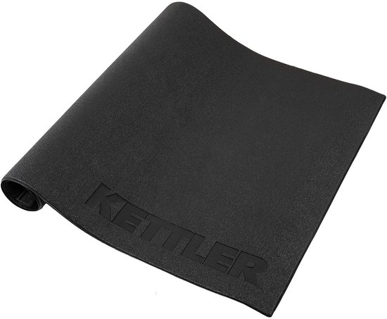 Zwarte Kettler fitnessmat met antislip textuur, 160 x 90 cm.