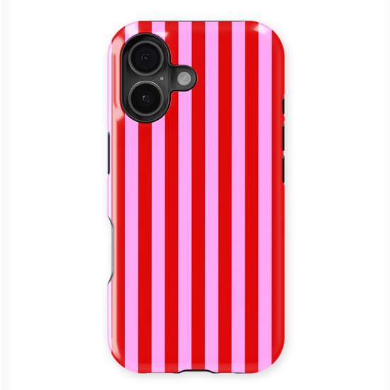 DripCase Gestreept Hoesje geschikt voor iPhone 16 Plus | Backcover met Mag | Stripes Motief | Trendy Case geschikt voor iPhone 16 Plus met Strepen Candy Stripes