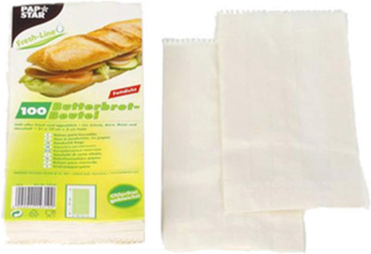 Witte boterbroodzak 21 x 10 x 3 cm - 100 stuks