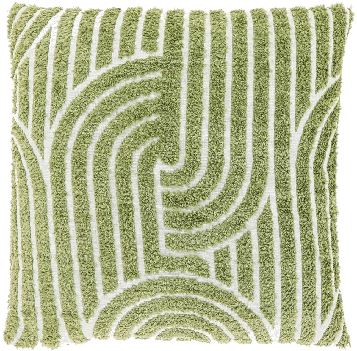 Unique Living Sierkussen Ziza - Textiel - Groen - 45x45 cm (BxD) - Getuft - Tea Green