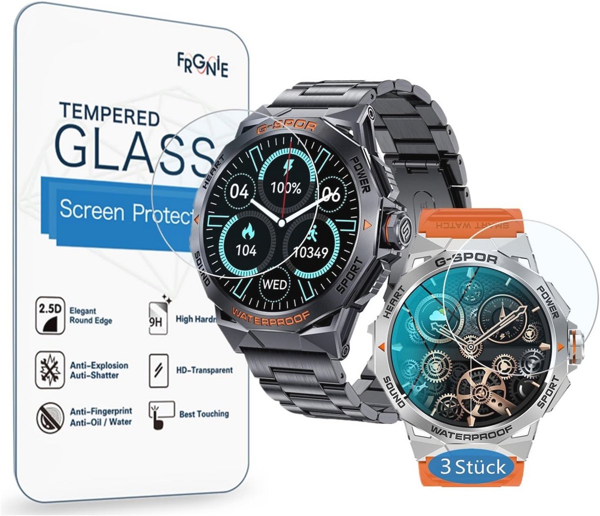 Beschermfolie voor 1,43 inch EF3 smartwatch - 3 stuks - 9H glas displaybescherming