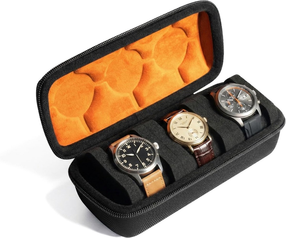 Horloge Roll Case met Anti-Move Kussen - Zwart, voor Reizen en Thuisopslag