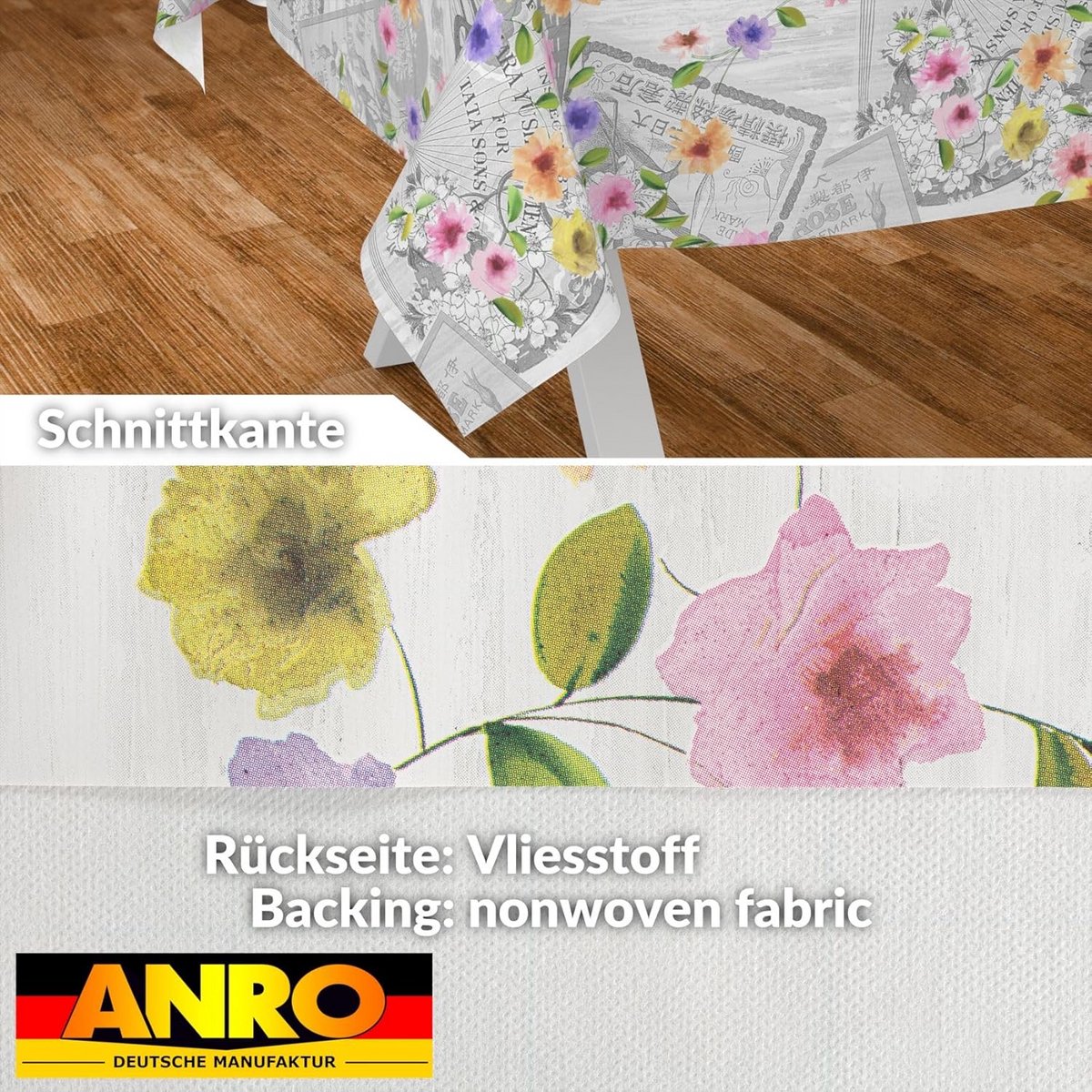 Wasbare tafelkleed voor binnen en buiten, Bloemig Wenskaart Motief