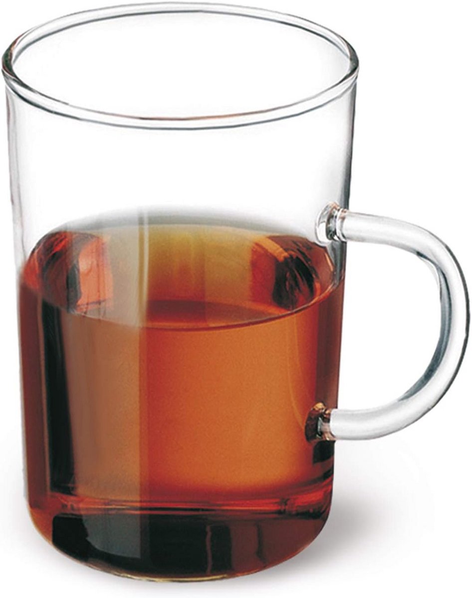 Set van 6 Hittebestendige Glas Thee Glazen met Hendel - Conisch Ontwerp