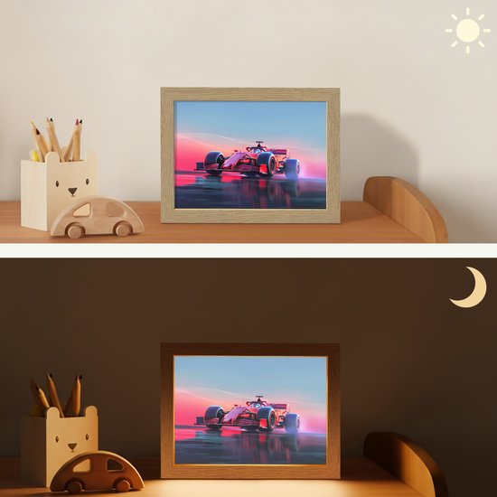 Nachtlampje 20x15 cm - Kinder lampje - Racen - Race - Auto - Jongens - Tafellamp kinderkamer - Slaapkamer lamp - Bedlamp kinderen - Kinderlampje stopcontact - Wandlamp babykamer - Nachtlampjes van Merkloos — afbeelding 4
