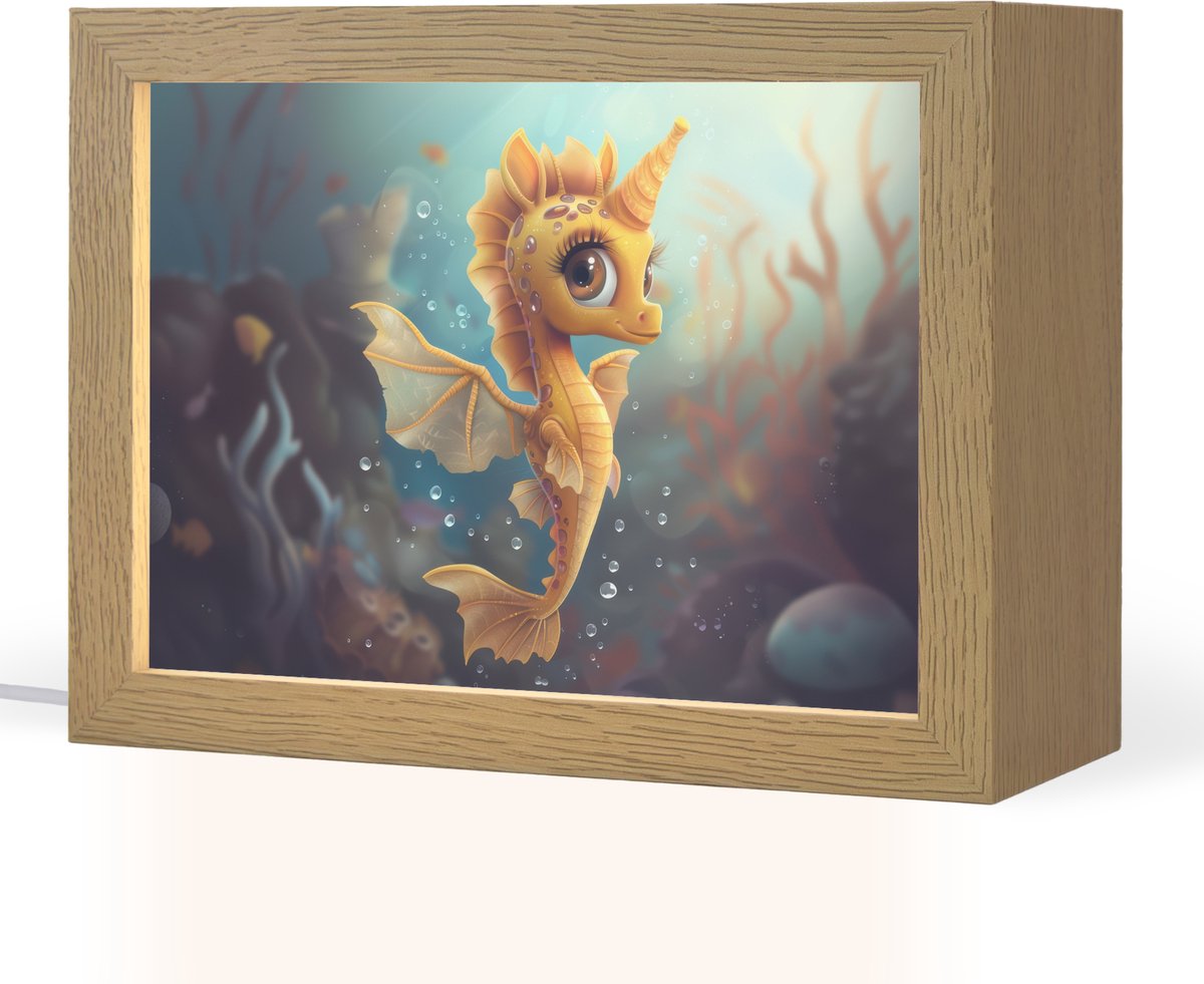 Nachtlampje 20x15 cm - Kinder lampje - Zeepaardje - Onderwater - Zeedieren - Oceaan - Tafe