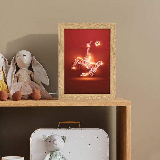 Nachtlampje 15x20 cm - Kinder lampje - Voetballer - Omhaal - Rood - Neon - Tafellamp kinderkamer - Slaapkamer lamp - Bedlamp kinderen - Kinderlampje stopcontact - Wandlamp babykamer - Nachtlampjes van Merkloos — afbeelding 3