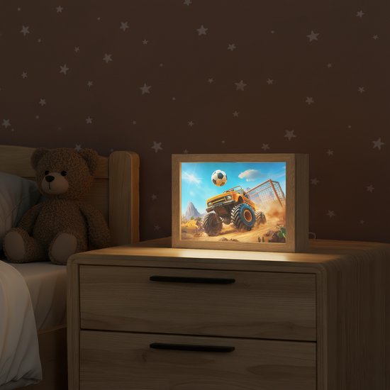 Nachtlampje 20x15 cm - Kinder lampje - Monstertruck - Voetbal - Woestijn - Tafellamp kinderkamer - Slaapkamer lamp - Bedlamp kinderen - Kinderlampje stopcontact - Wandlamp babykamer - Nachtlampjes van Merkloos — afbeelding 2