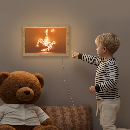 Nachtlampje 30x20 cm - Kinder lamp - Voetballer - Oranje - Voetbal - Omhaal - Tafellamp kinderkamer - Slaapkamer lamp - Bedlamp kinderen - Kinderlampje stopcontact - Wandlamp babykamer - Nachtlampjes van Merkloos — afbeelding 5