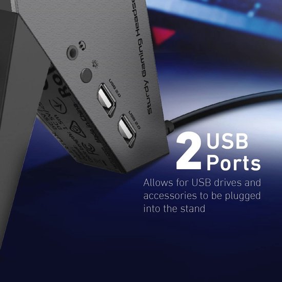 RGB Gaming Hoofdtelefoonstandaard met USB Poorten en AUX-Aansluiting — afbeelding 2