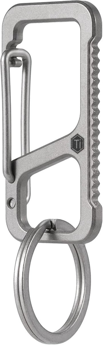 Compacte Titanium Sleutelhanger Karabijnhaak met Antiverlies en Snelle Ontgrendeling