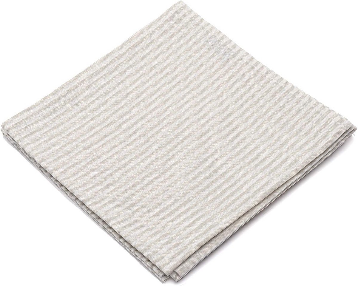 Set van 4 Linnen Katoen Servetten Beige Gestreept 46x46 cm - Gemaakt in de EU