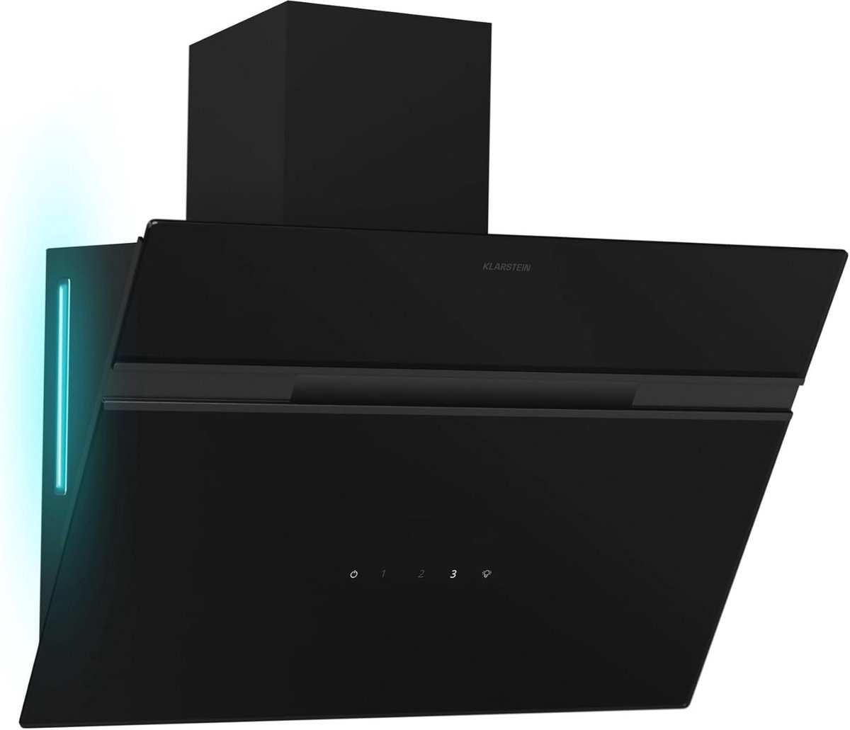 Wandafzuigkap 60 cm 600 m³ h 9-kleurige LED Energielabel A 52 dB Zwart
