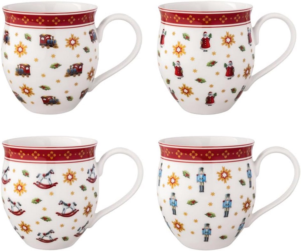 Set van 4 Keramische Mokken voor Thee en Koffie - Feestelijke Tafeldecoratie