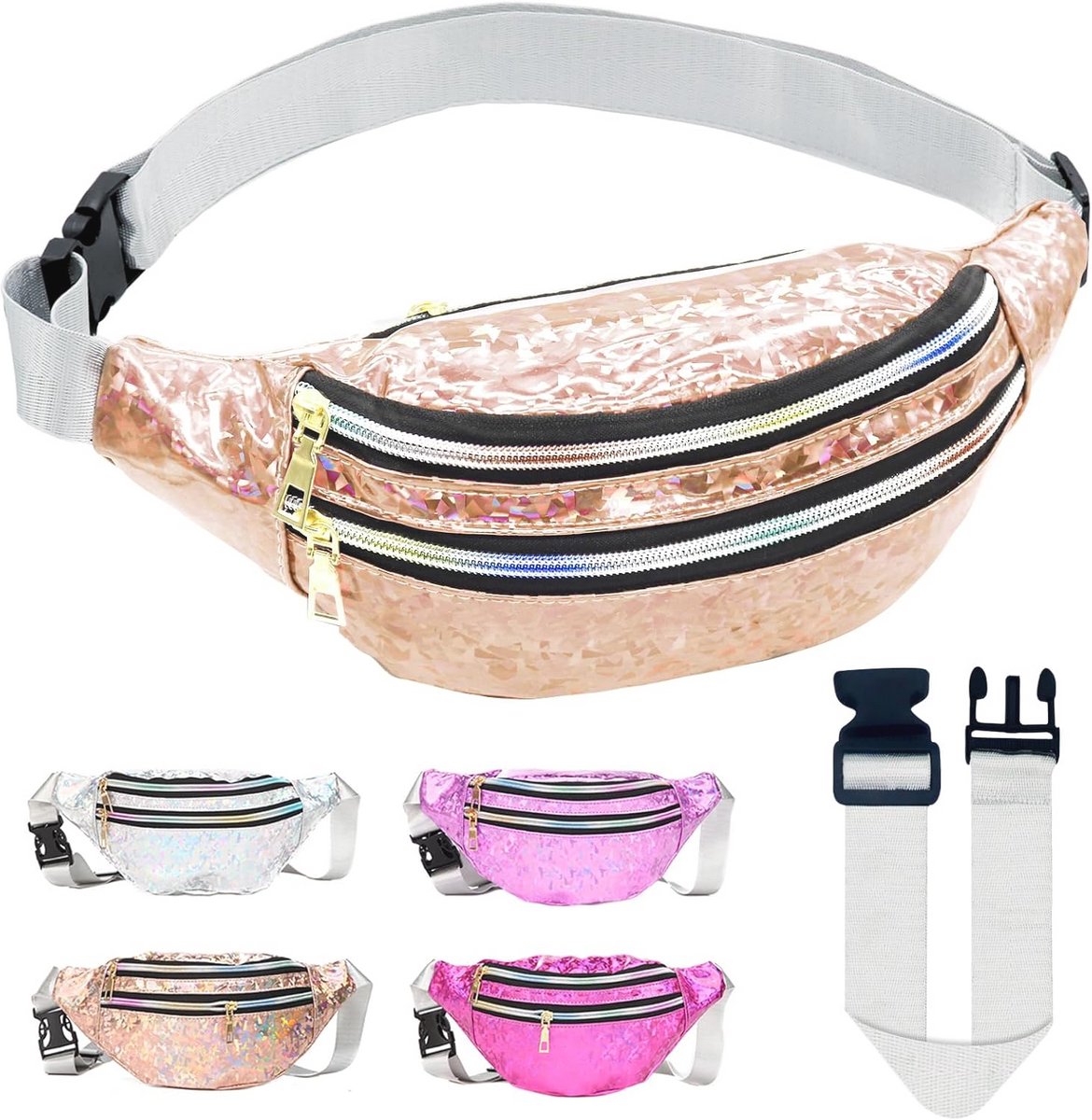 Waterdichte glitter heuptas voor heren en dames - Perfect voor festivals, sport en reizen (30 x 15 cm)