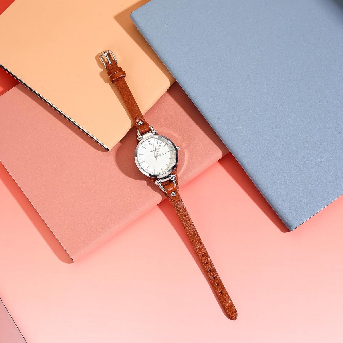 Elegant Dameshorloge met Leren Band - Klassiek Analoog Kwarts Polshorloge