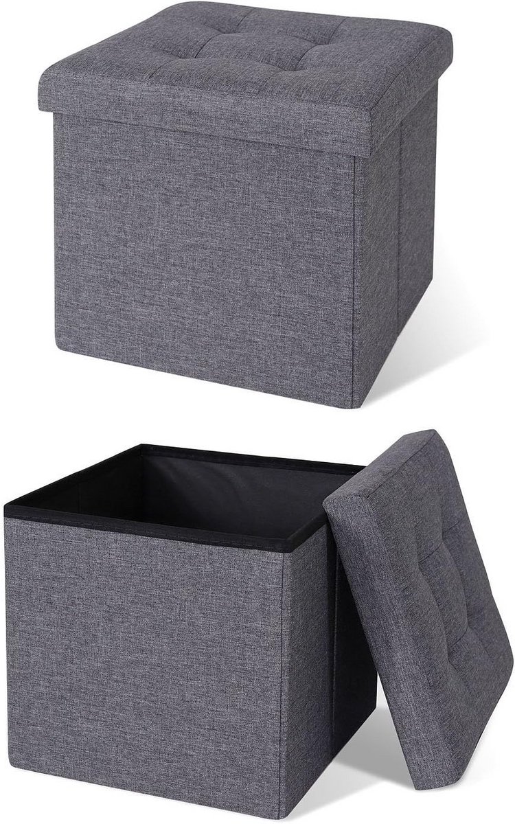 Opvouwbare Kruk - Maximaal 300 kg - 38x38x38 cm - Grijs Linnen