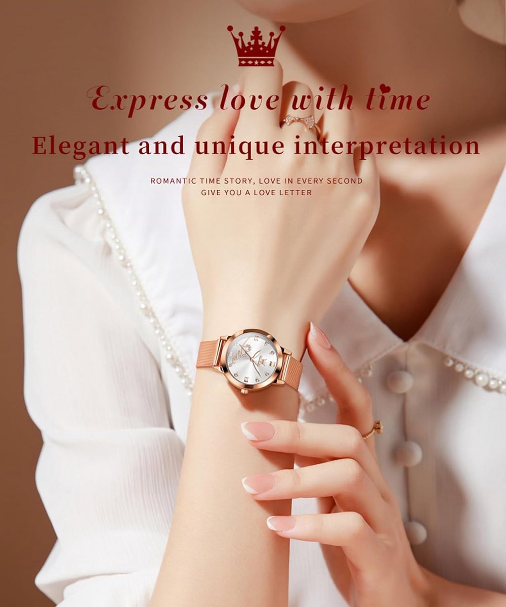 Dames Horloge Rose Goud Zwart Mesh Armband Slank Lichtgewicht Hardlex Glazen Japanse Quartz 30M Waterdicht - Verstelbare Roestvrijstalen Mesh Armband - Blauw, Wit, Zwart, Zilver Kleur Kies Uit