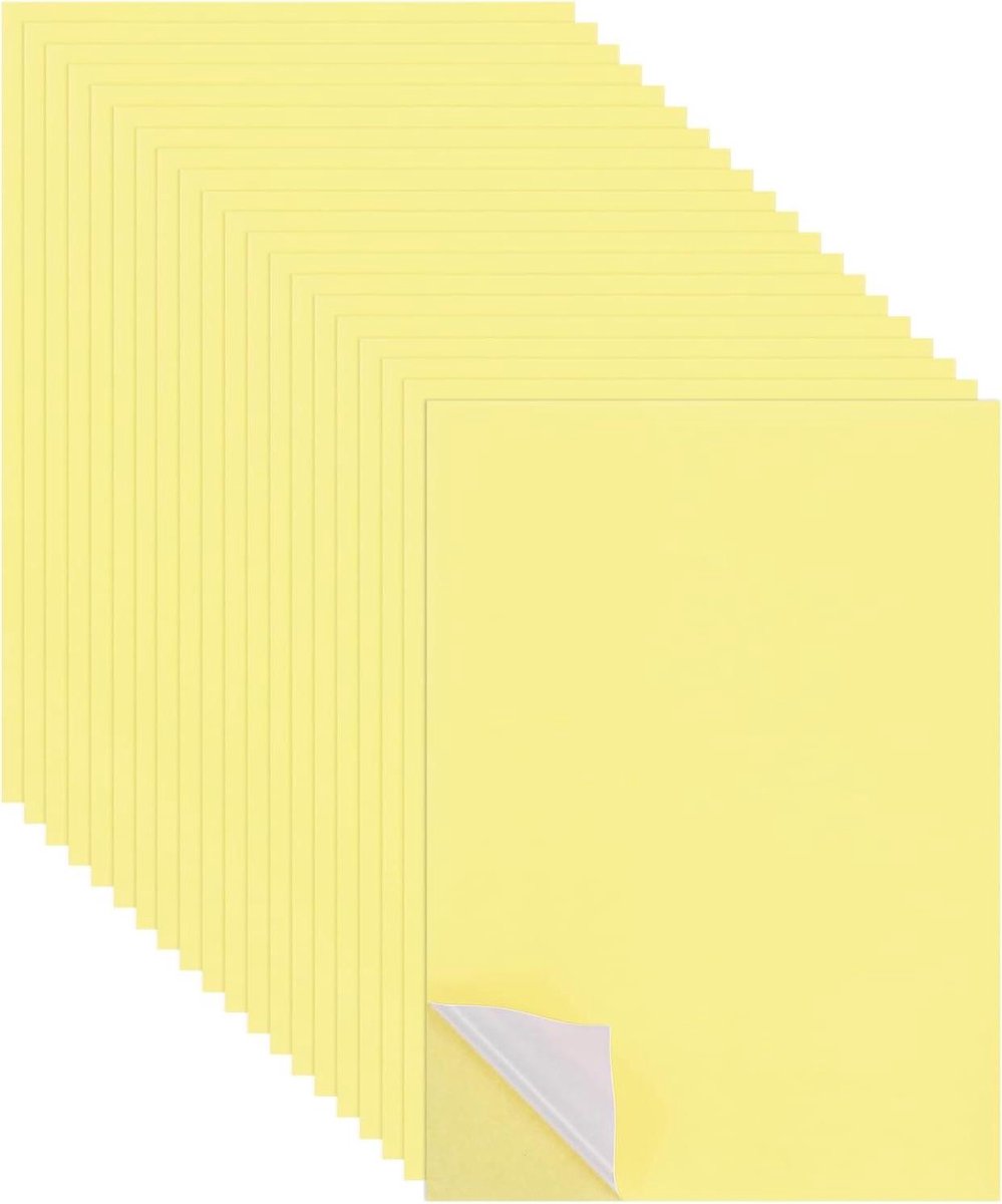 Allecta - Kartonpapier stickers 250 g/m² voor knutselen en scrapbooking - 50 vellen - lichtgeel