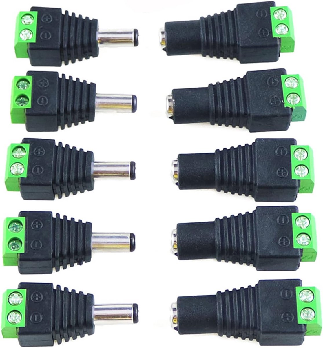 10 stuks 5,5 mm x 2,1 mm DC-stekker voor CCTV-camera en LED-strip licht adapter