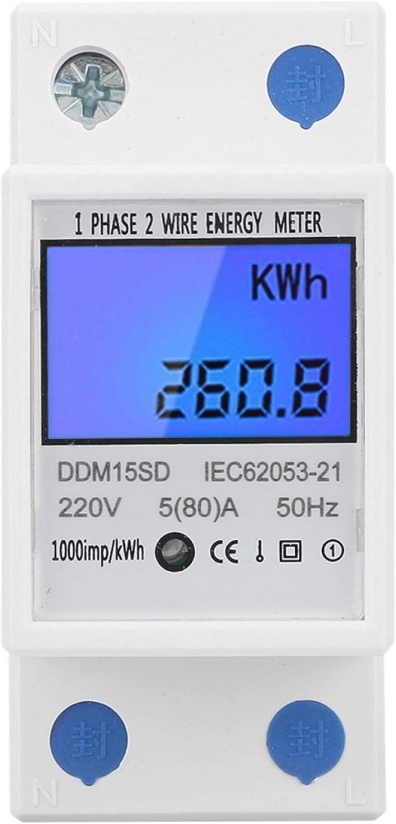 Energie KWh-meter met LCD-achtergrondverlichting en DIGITAAL display
