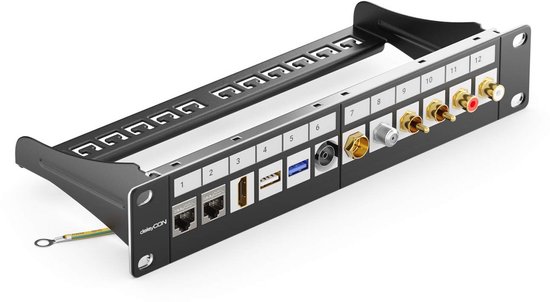 FGB 10Gbps 24 Port CAT7 Patch Panel With 24x Cat7 Keystone Module
