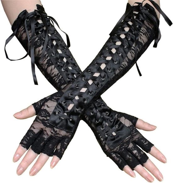 KELAND Vintage Veer Vingerloze Lange Handschoenen Armband voor Bruiloft Halloween Party