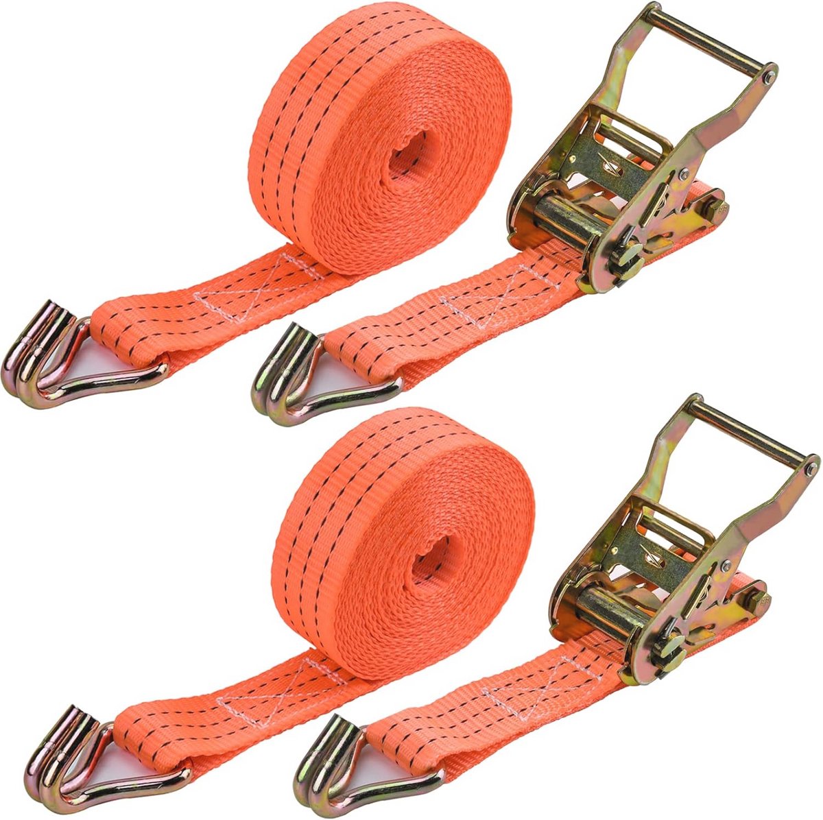 Spanbanden met ratel voor het bevestigen van ladingen - 2 x 2000 kg - 5 m - Oranje