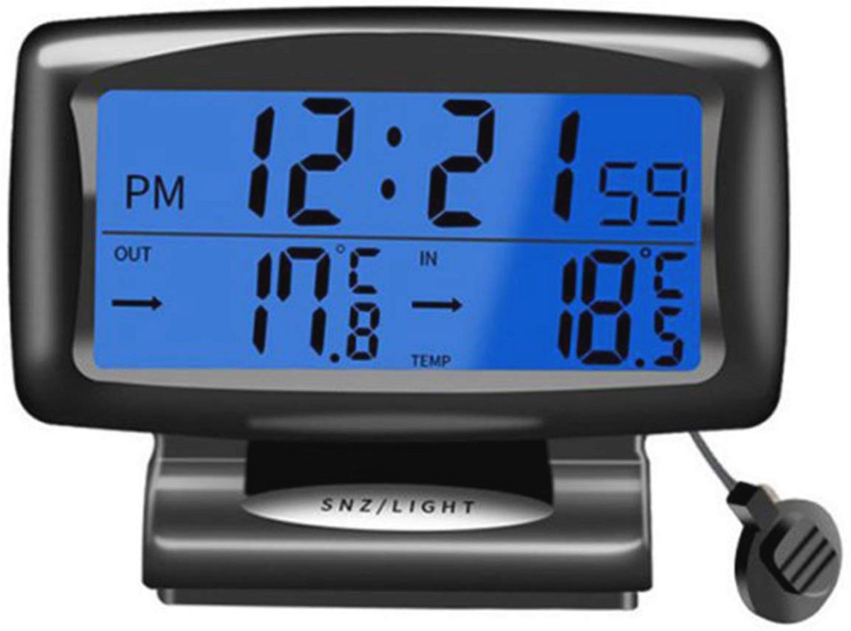 Digitale Auto Thermometer met Wekker en Achtergrondverlichting