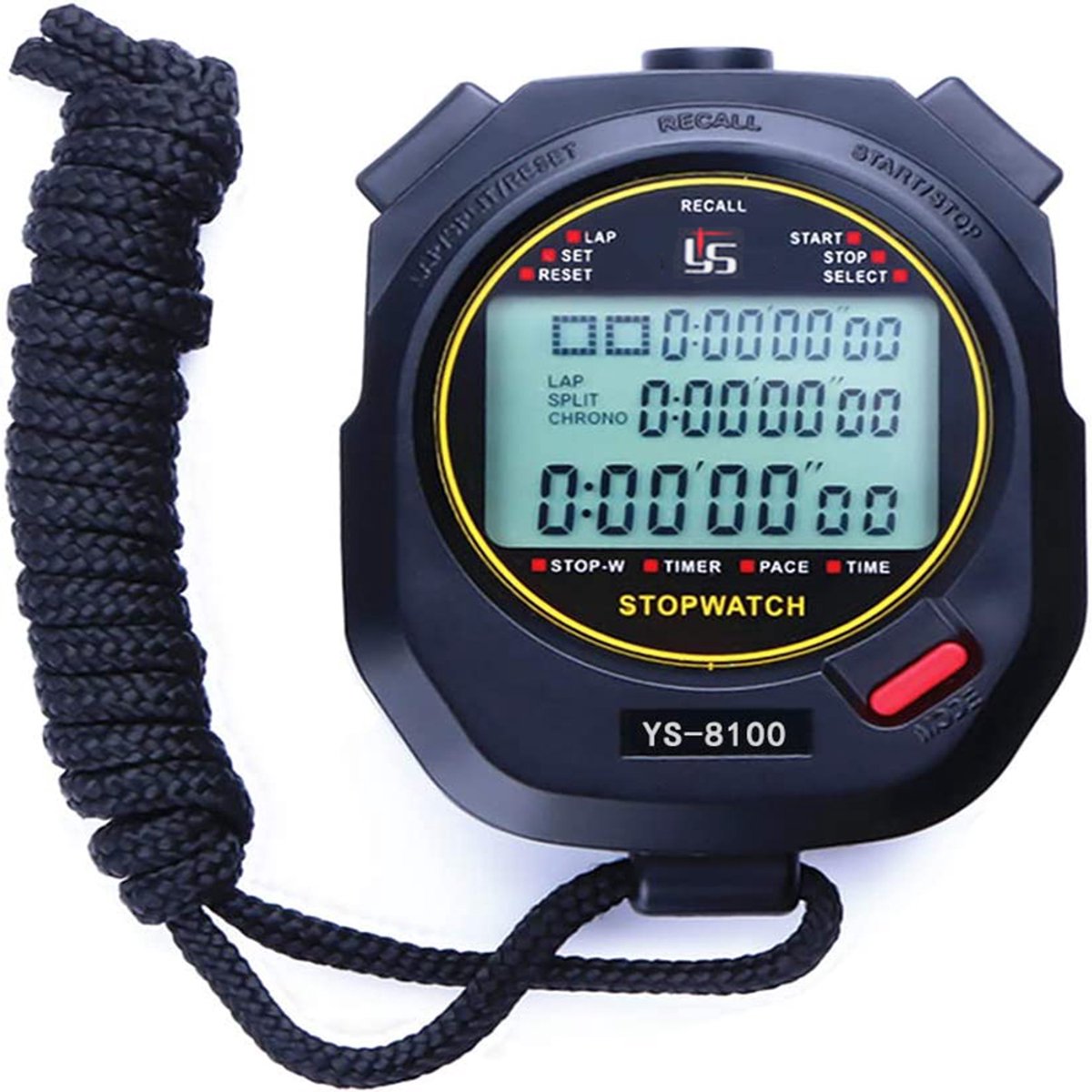 Stopwatch, 100 data-opslageenheden, digitale timer van 1/100 seconde