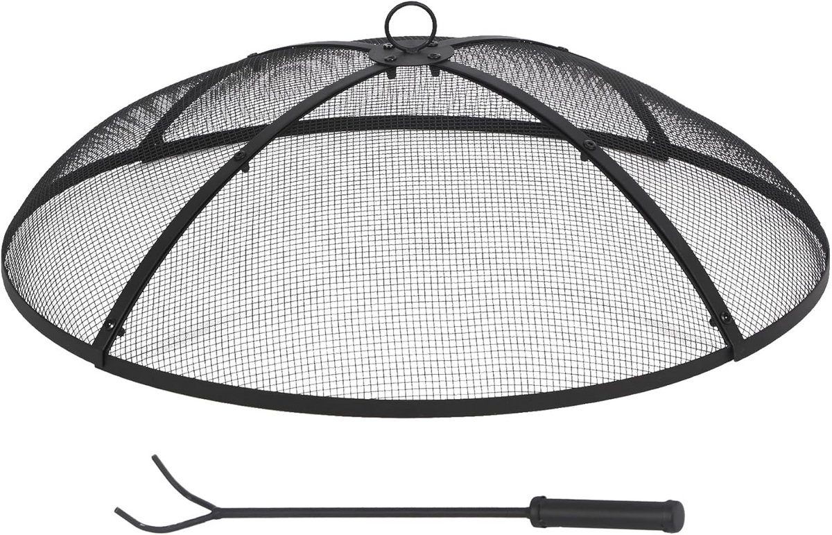 Ronde Vuurplaats 30 Inch met Vonkscherm - Opvouwbaar en Zwaar Belastbaar voor Terras en Tuin - Zwart
