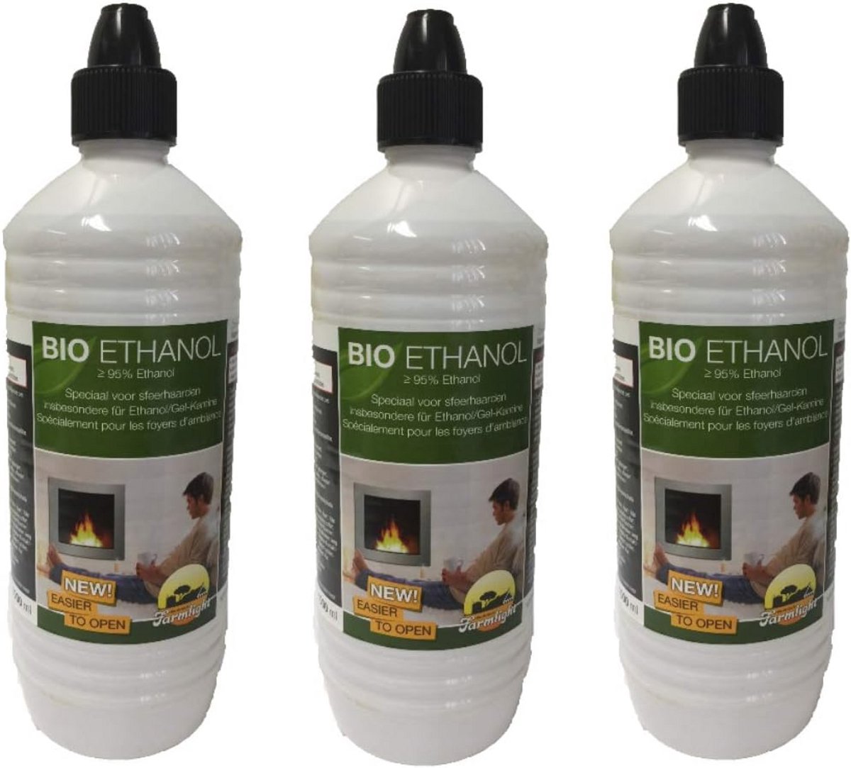 3 x 1 Liter Bio-Ethanol Gel voor Ethanol Haarden - Geurloos en Veilig