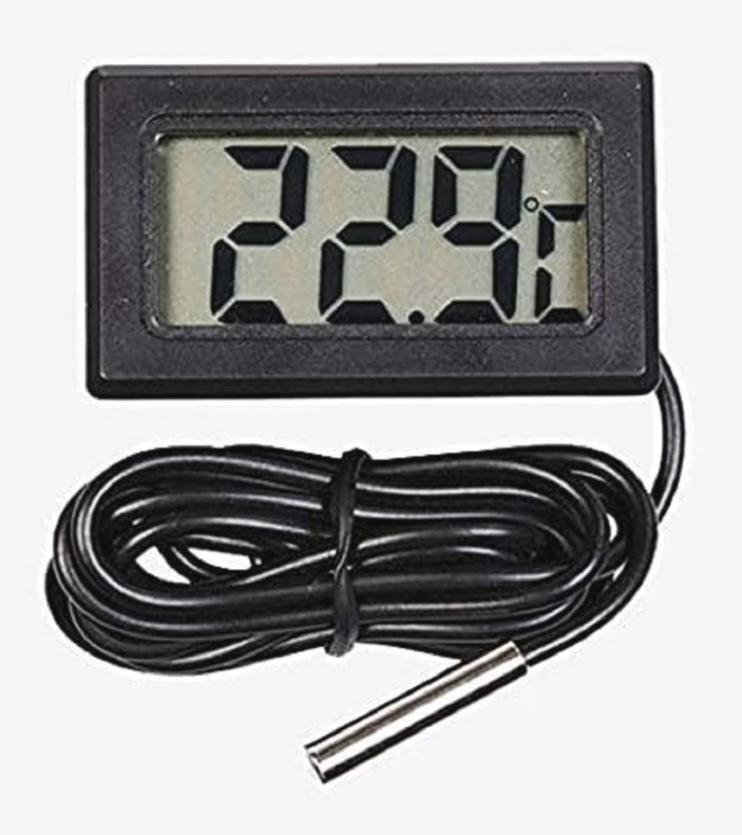 Digitale thermometer met meetsonde -5 °C tot 70 °C, zwart, 10,4 x 10,1 x 2,4 cm