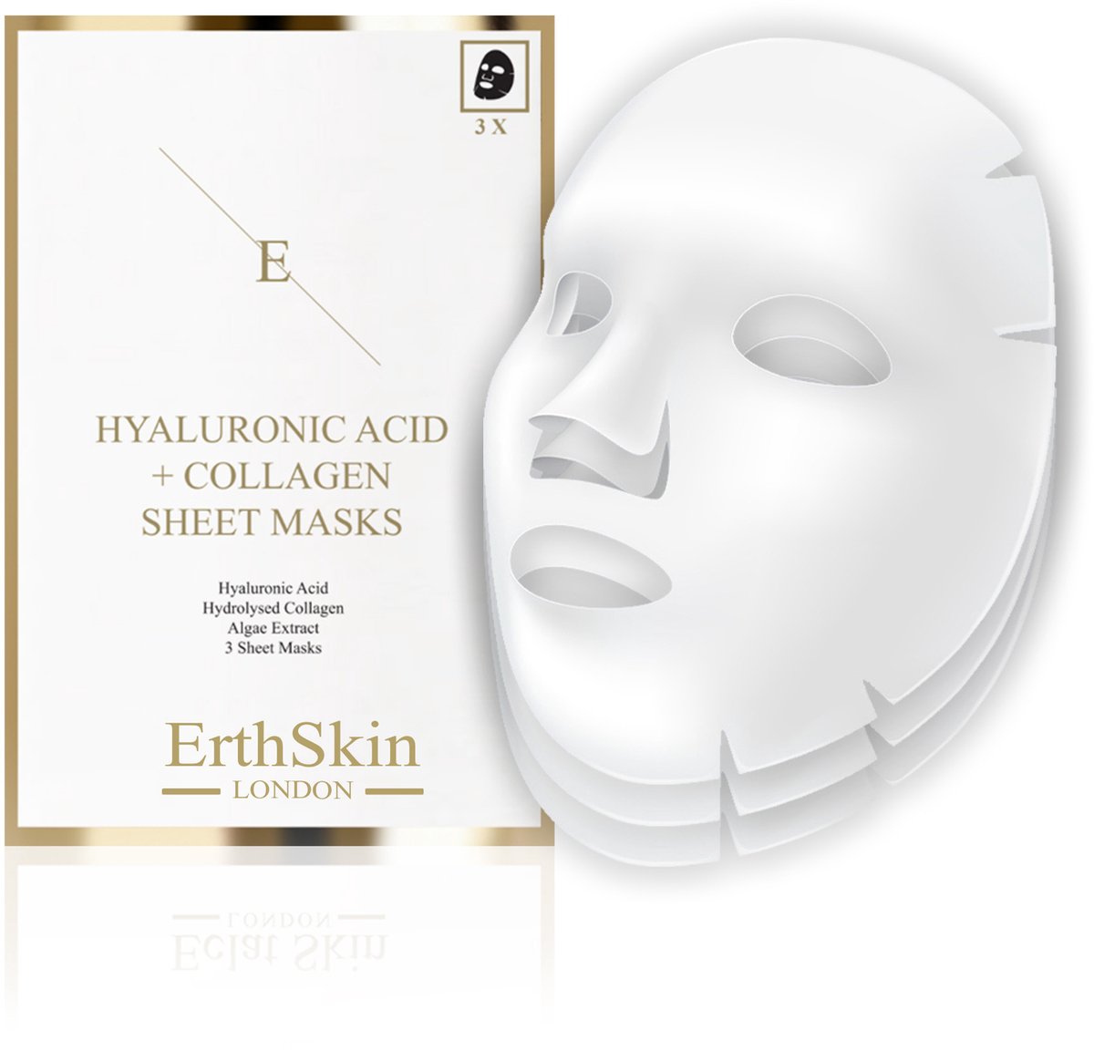 ErthSkin London Hyaluronzuur & collageen masker – 3 stuks