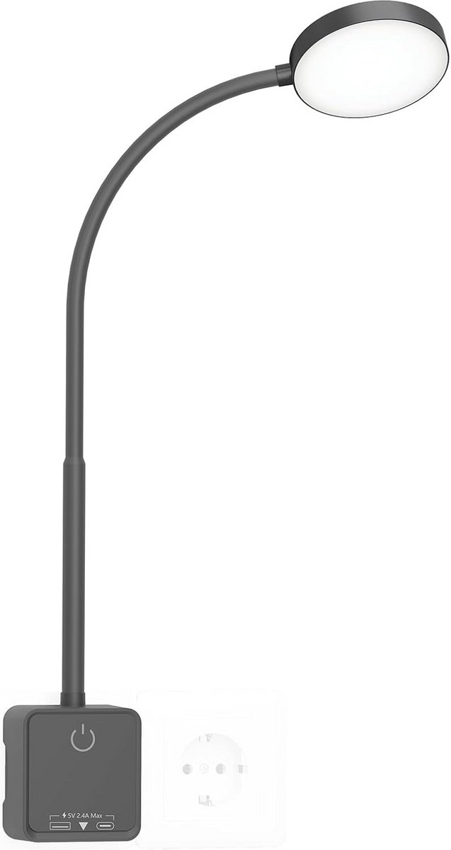 Dimbare LED Wandlamp voor Slaapkamer met USB Oplaadpoorten - Flexibele Leeslamp met 3 Verl