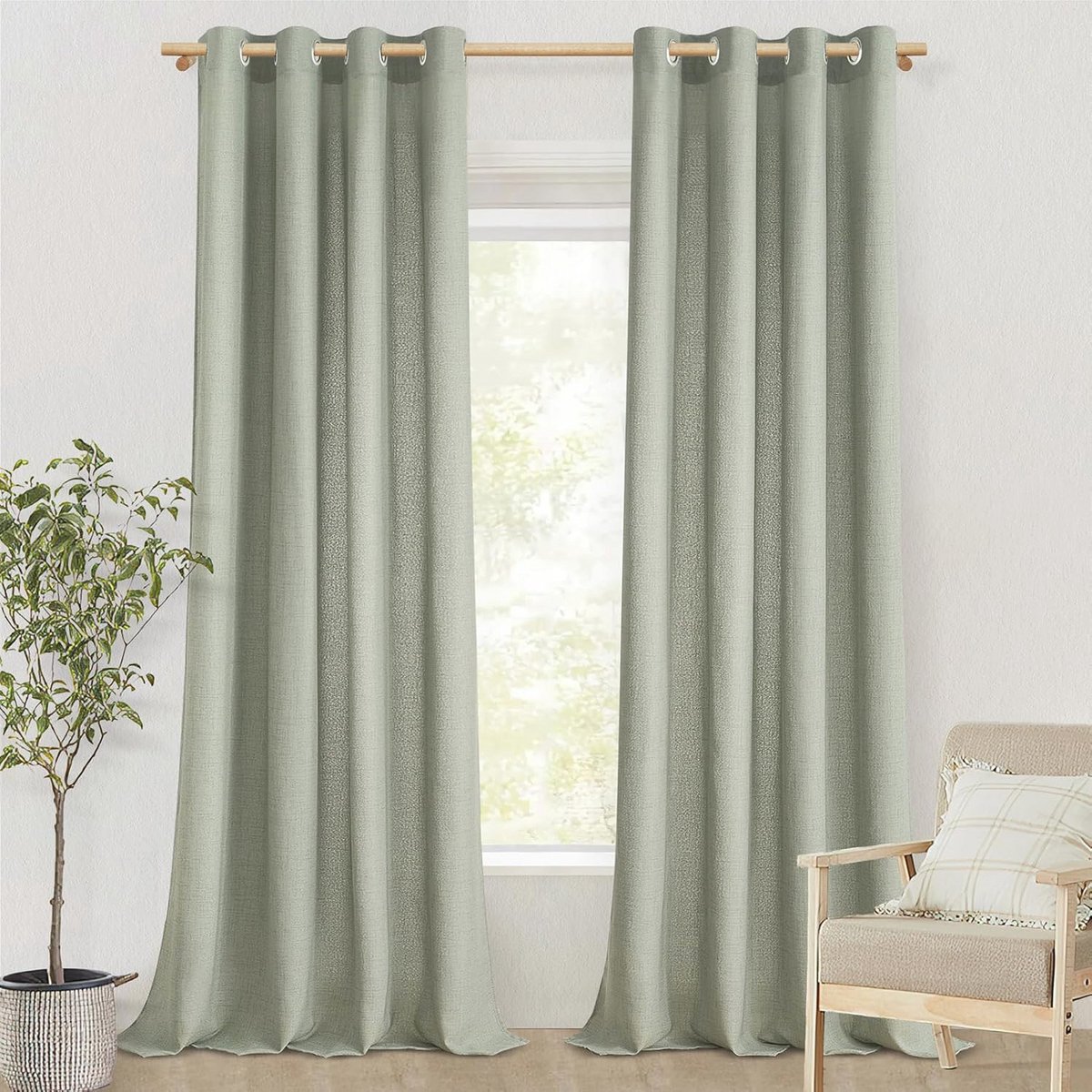 Moderne Linnen Gordijnen (set van 2) met Insalgingen - 240 x 140 cm - Geschikt voor Woonka