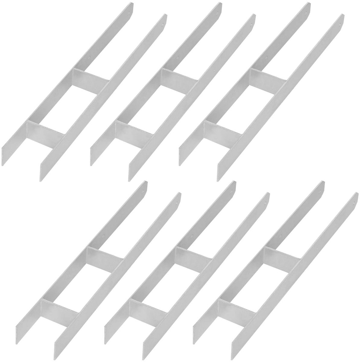 Kotarbau - Stalen H-Vormige Dragermast Basis - 90x600mm - Zinklaag - Set van 6