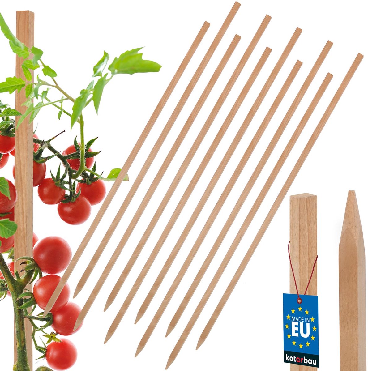 Kotarbau Serie - Houten Tomatenstokken - 80 CM - Set van 10 - Ondersteuning voor Planten