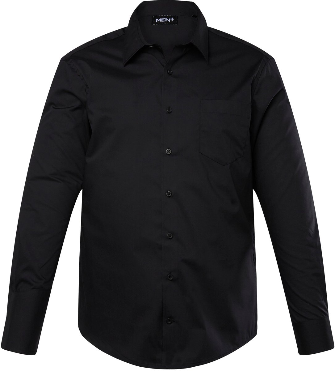 Men Plus - Heren - Zakelijk overhemd lange mouwen EasyCare kentkraag comfort fit - Zwart - Maat L
