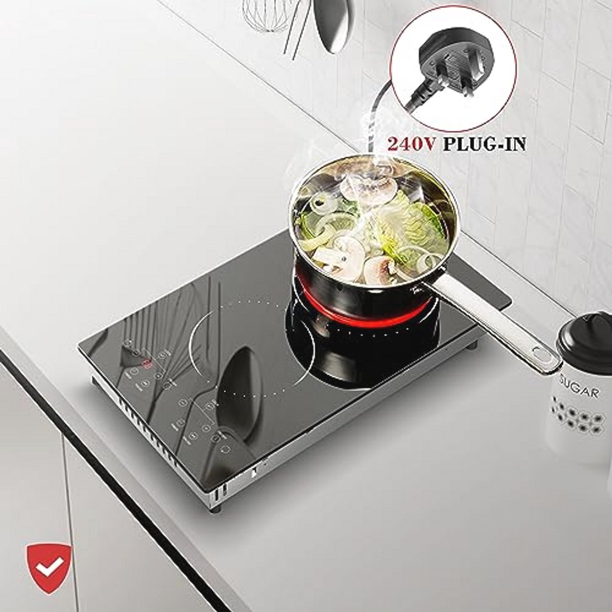 Inbouw keramische kookplaat 2 zones, 30cm met touch control