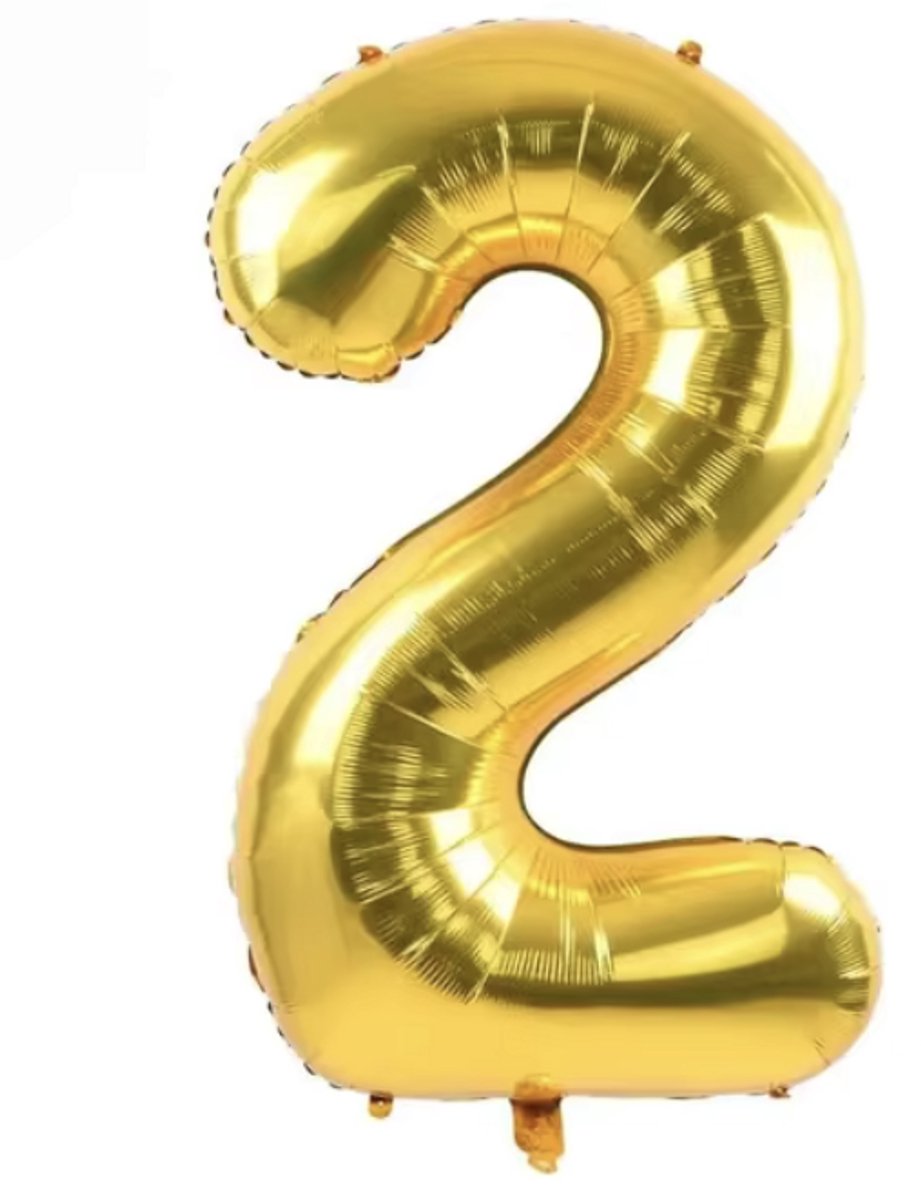 Ulanax - - Cijferballon - Folieballon - 70cm - Goud - cijfer 2 (twee)