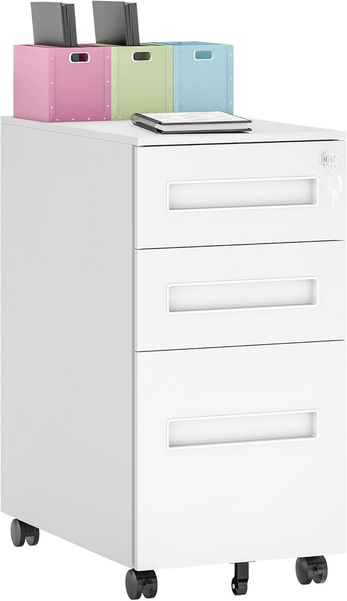 Mobiele archiefkast met 3 lades en slot - Ideaal voor documenten en kantoorbenodigdheden