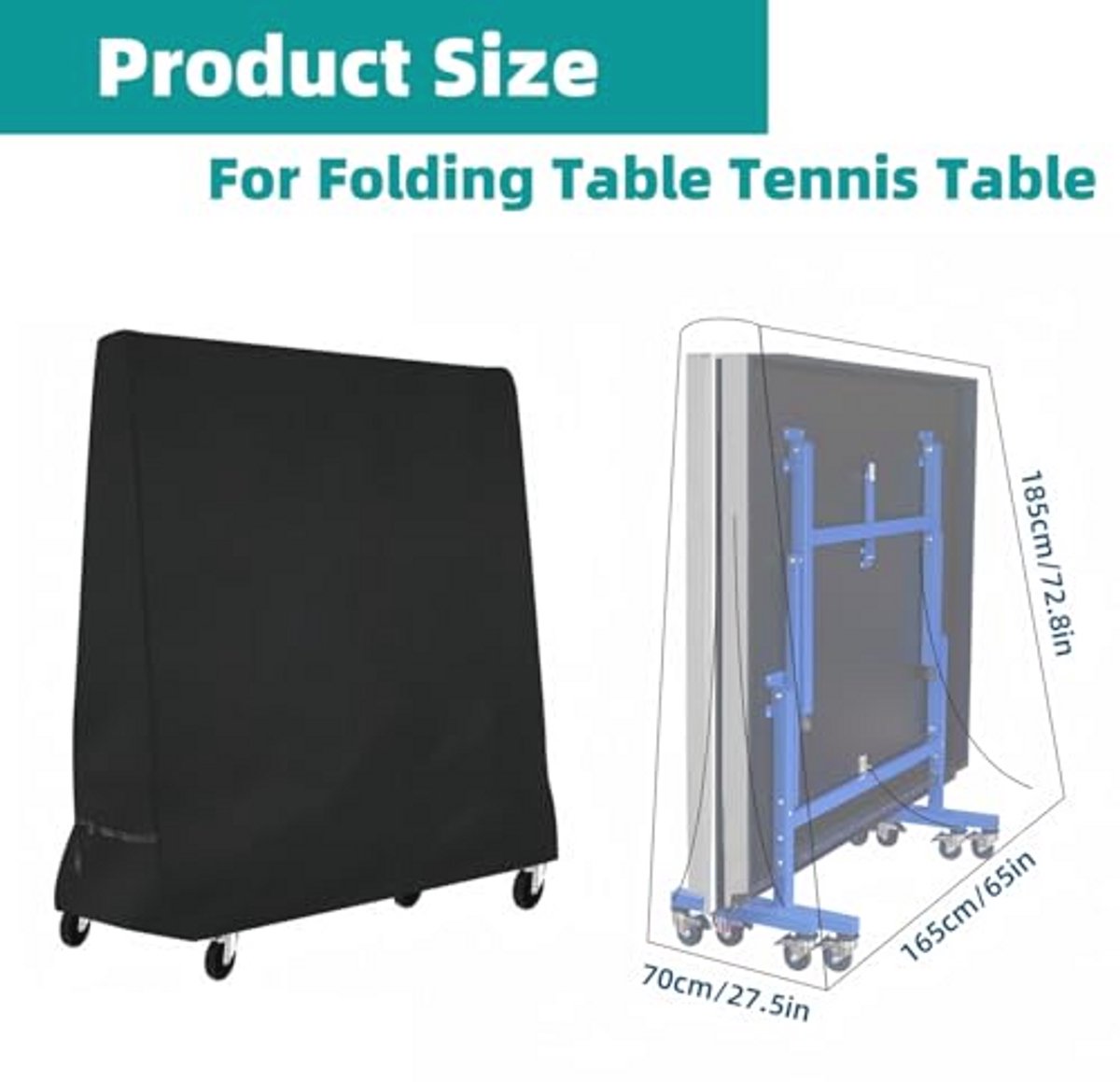 Waterdichte Beschermhoes voor Tafeltennistafel - 185 x 165 x 70 cm - Oxford Polyester
