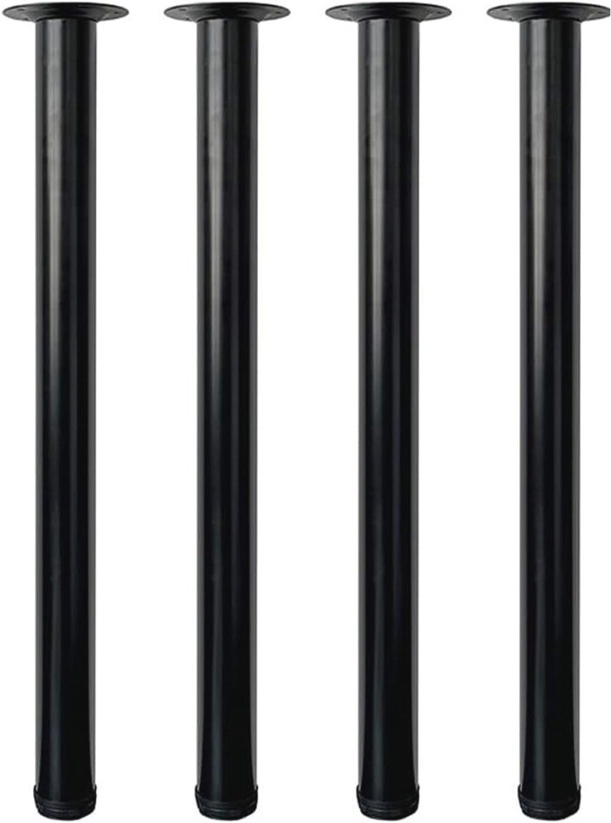 Verstelbare Tafelpoten 70 cm - Metalen Meubelpoten voor Eettafel, Bureau, Werkbank, Ø50mm, Set van 4, Zwart