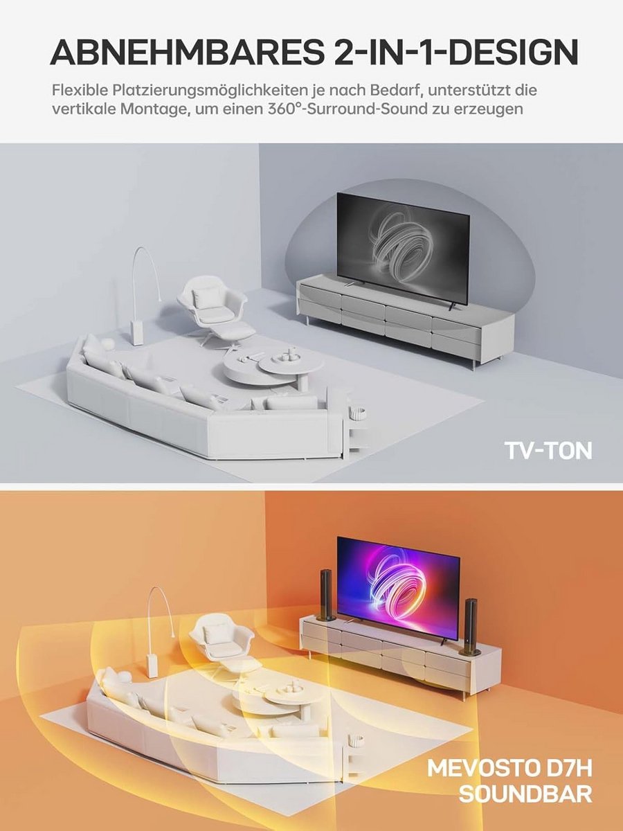 Soundbar 2.2 Kanaal Soundbar met Afneembaar Ontwerp - Soundbar - €209,43