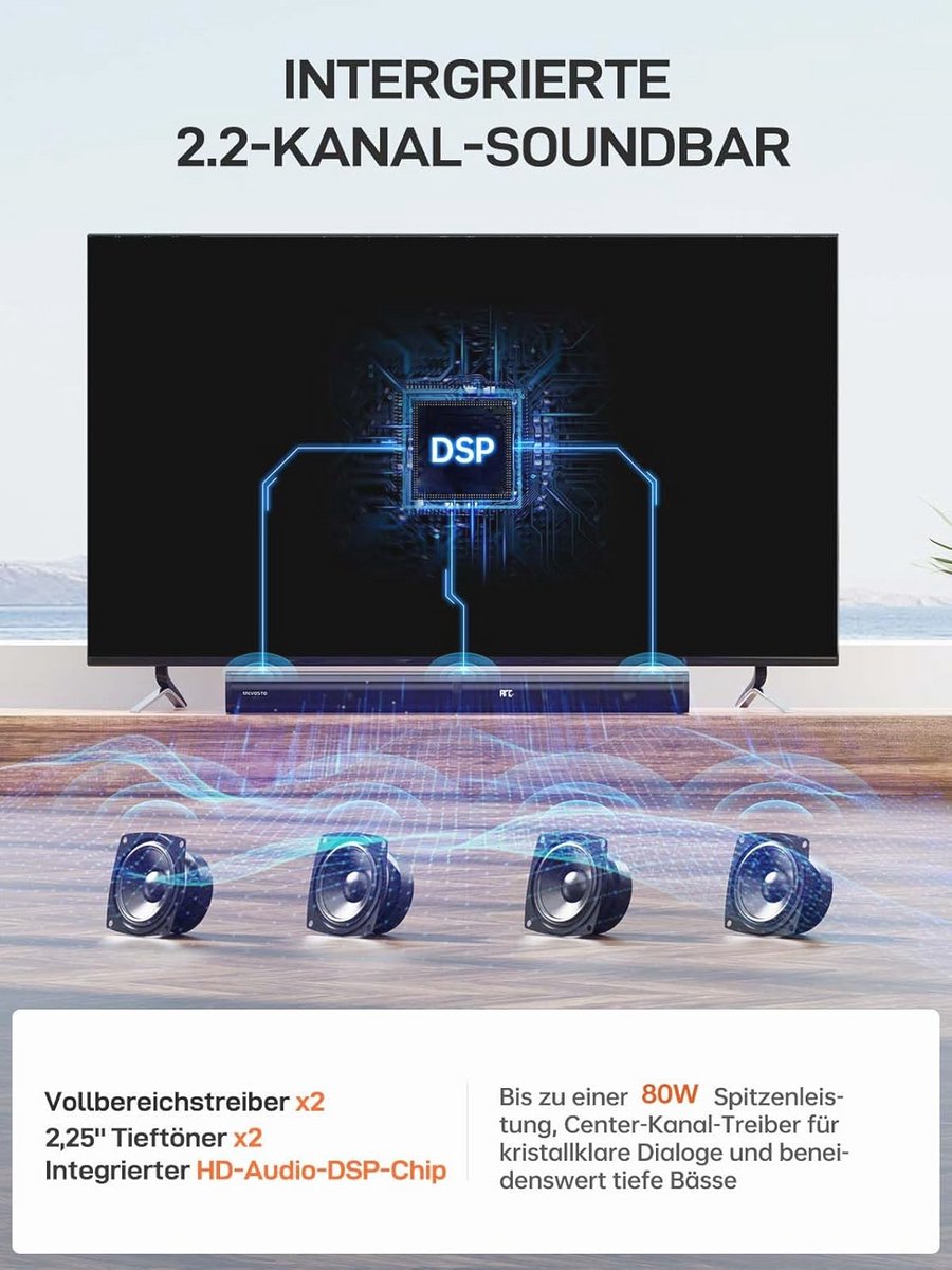 Soundbar 2.2 Kanaal Soundbar met Afneembaar Ontwerp - afbeelding 3