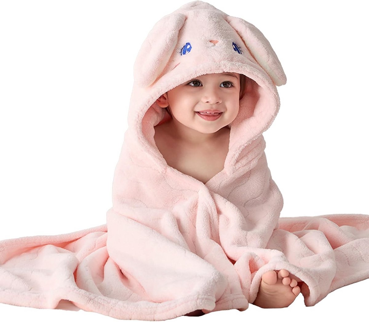 Schattige Dieren Badjas met Capuchon voor Baby en Kind, Zacht Koraal Fleece, Roze