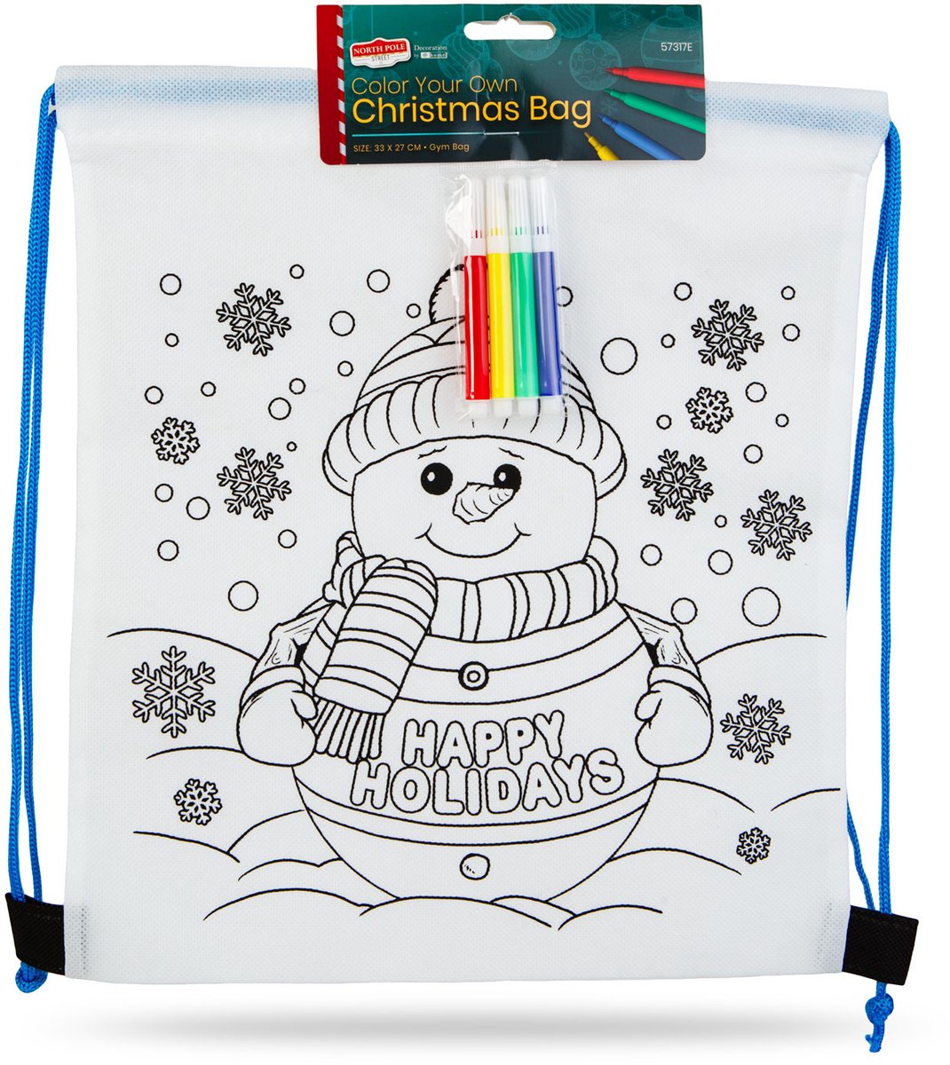 Kleurbare Gymtas – Knutsel Rugzak Met Trekkoord – Met 4 Stiften – Creatieve Activiteit Voor Kinderen – Personaliseerbaar Ontwerp – 33 X 27 Cm – PET Non Woven – 2 Designs Willekeurig – 1 Stuks [57317E]