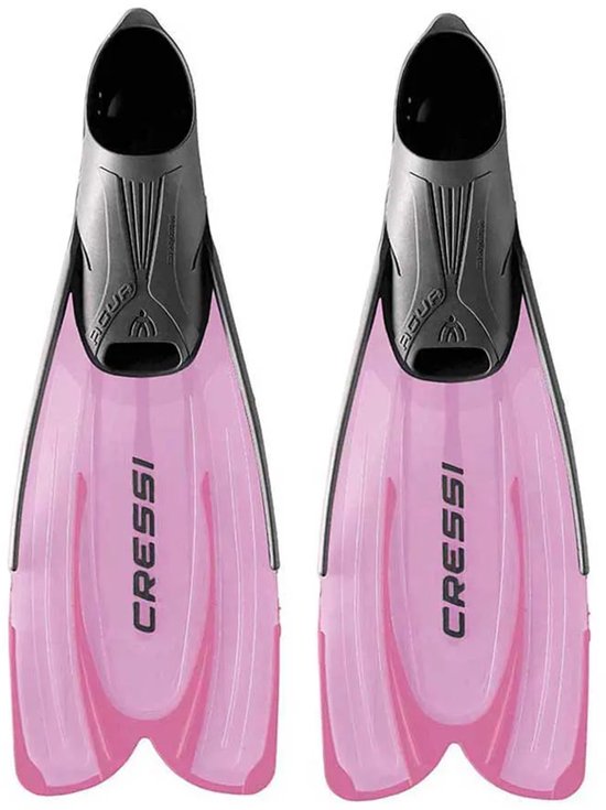 Palmes de plongée junior Cressi Agua roses avec des accents noirs. Convient aux tailles EU 33-34.