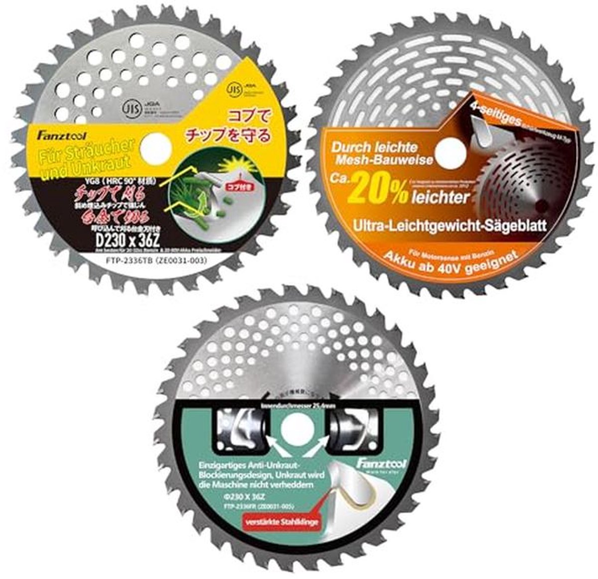 23 cm cirkelzaagbladenset met tandbescherming voor bosmaaier - reservemessen voor grastrimmers